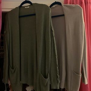 Light purple and army green cardigan